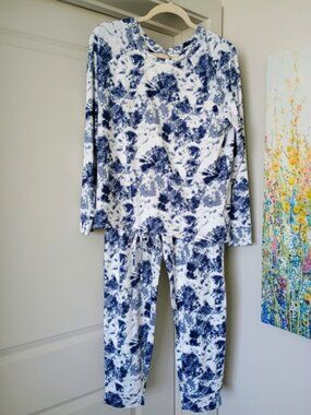 💙🩵NWT KIKIT 2 PC LOUNGEWEAR TIE DYE SET NAVY BLUE WHITE TIE DYE